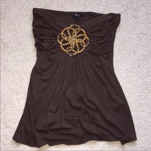 Sky strapless top with crystal snake medallion